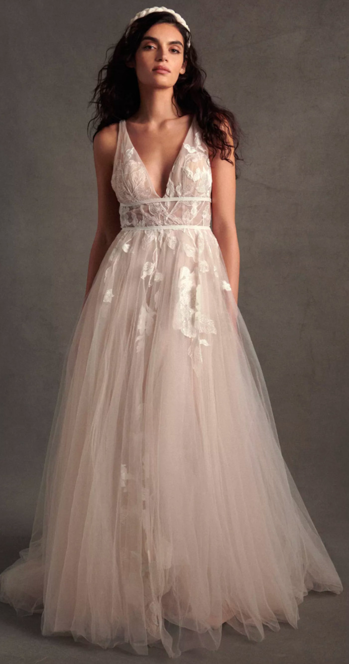 Watters Hearst Wedding Dress Blush Lace Gown Size 14 Plus Anthropologie